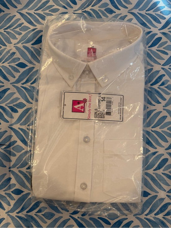 A+ Simply the Best Other - White Button-Down Girl’s Uniform Shirt - size 14